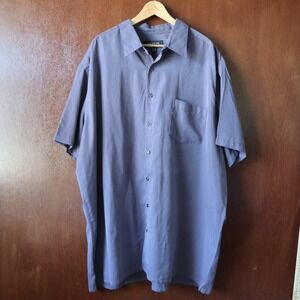 Linea Dome Mens 3XL Tall Short Sleeve Button Down Shirt Textured Purple Blue Y2K